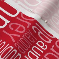 Personalised Name Fabric - Christmas Canes on Red