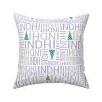 Personalised Name Fabric - Christmas Trees Lavender Grey