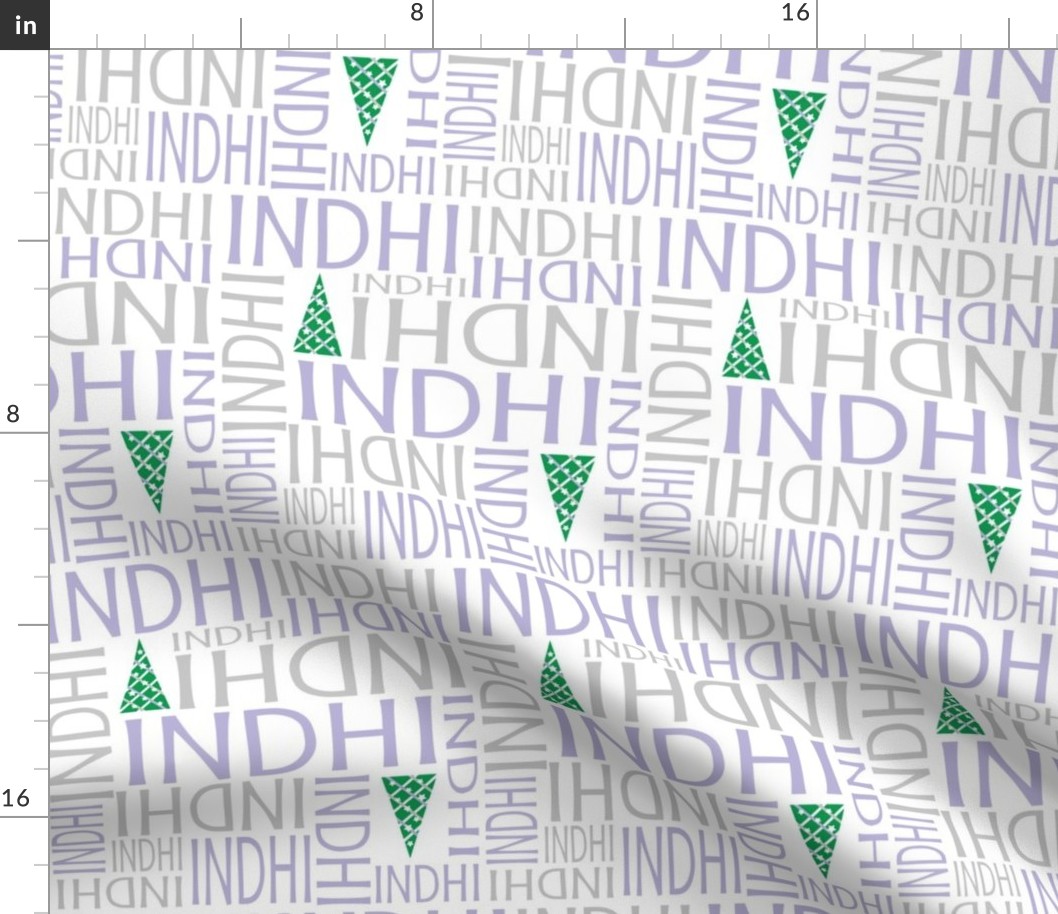 Personalised Name Fabric - Christmas Trees Lavender Grey