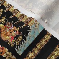 double royal golden novelty thrones embroidery asian japanese china chinese oriental cheongsam kimono dragon pagoda sea ocean imperial chinoiserie kings queens museum traditional rank regal korean kabuki geisha yuan ming qing dynasty tapestry vintage empe