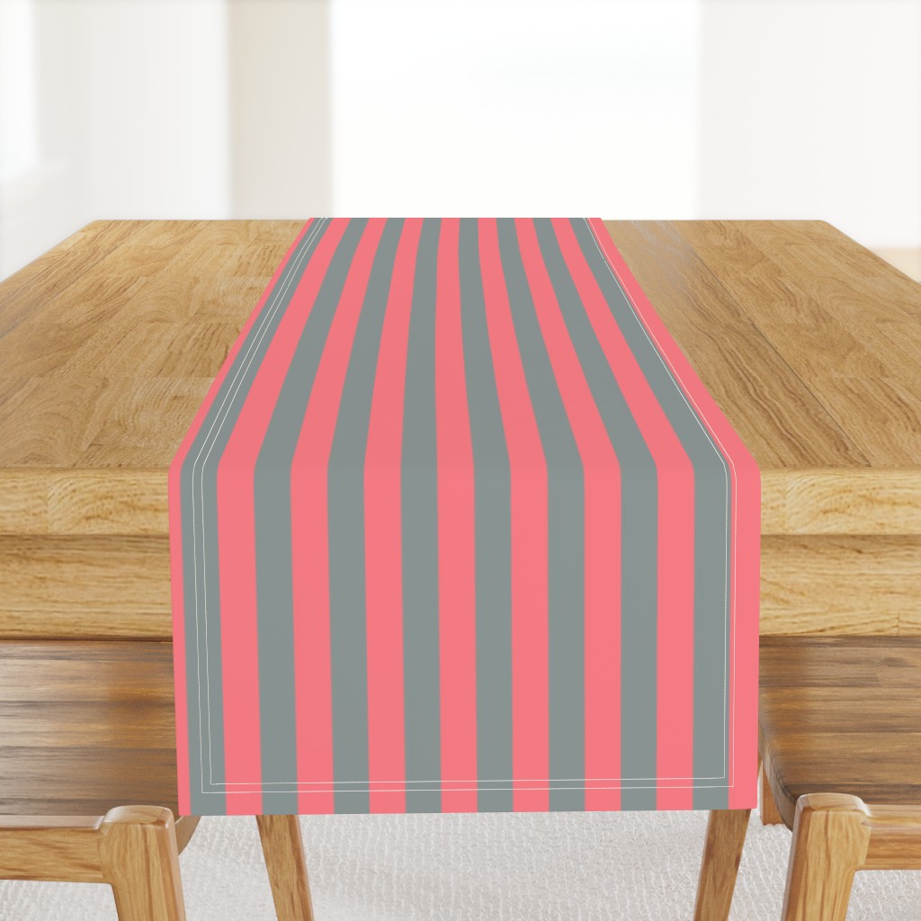 Coral and Grey Vertical Stripes