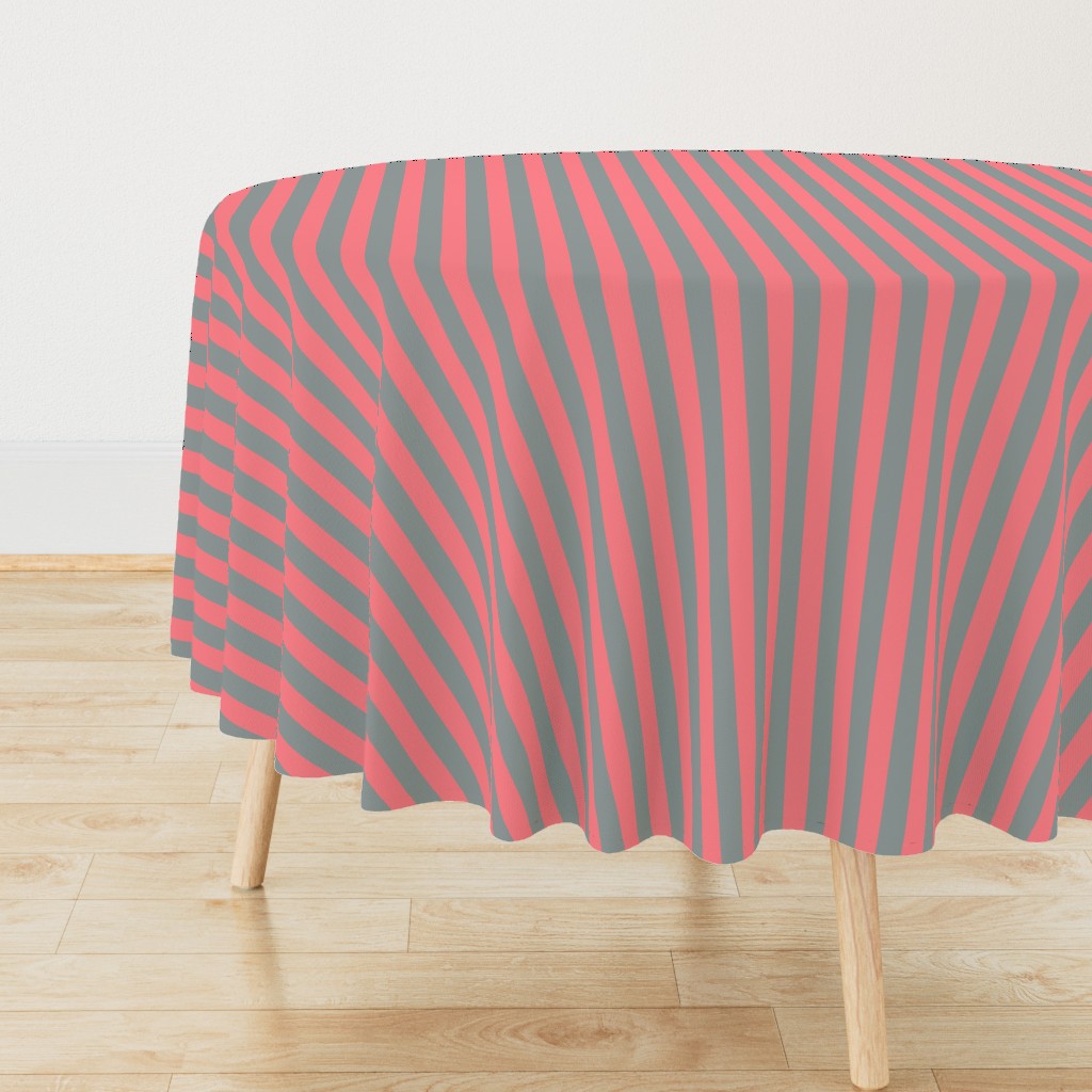 Coral and Grey Vertical Stripes