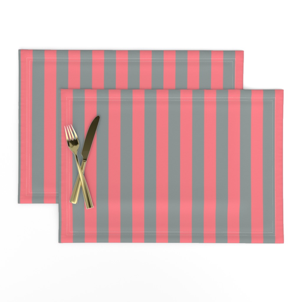 Coral and Grey Vertical Stripes