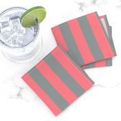 Coral and Grey Vertical Stripes