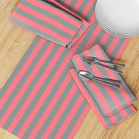 Coral and Grey Vertical Stripes