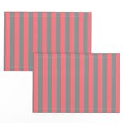 Coral and Grey Vertical Stripes