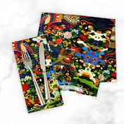 royal colorful novelty thrones embroidery asian japanese china chinese oriental cheongsam kimono phoenix garden flowers leaves imperial chinoiserie kings queens museum traditional rank regal korean kabuki geisha yuan ming qing dynasty tapestry vintage emp