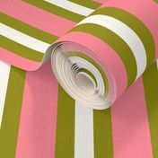 Salmon Pink and Olive Green Vertical Stripes