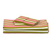 Salmon Pink and Olive Green Vertical Stripes