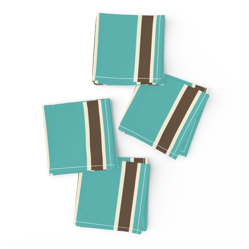 Teal Blue, Chocolate Brown, and Cream Vertical Stripes