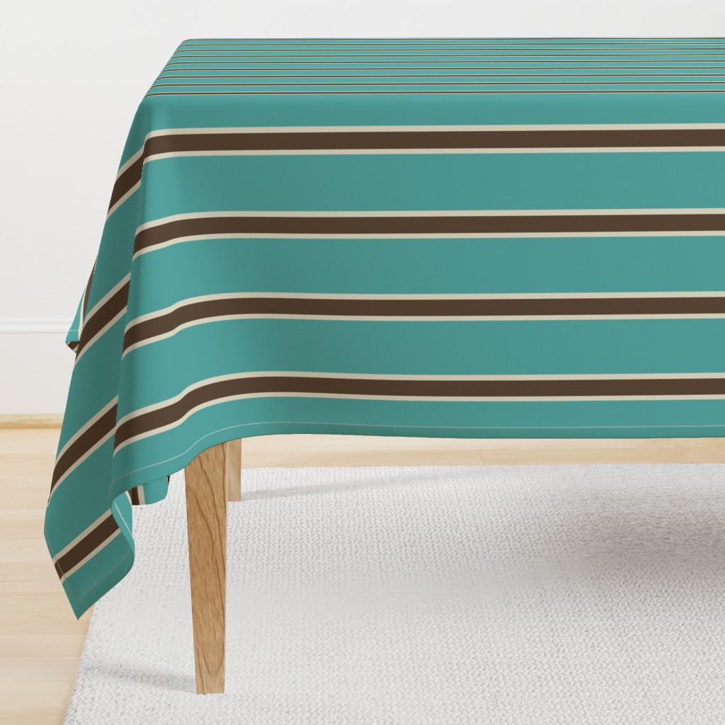 Teal Blue, Chocolate Brown, and Cream Vertical Stripes