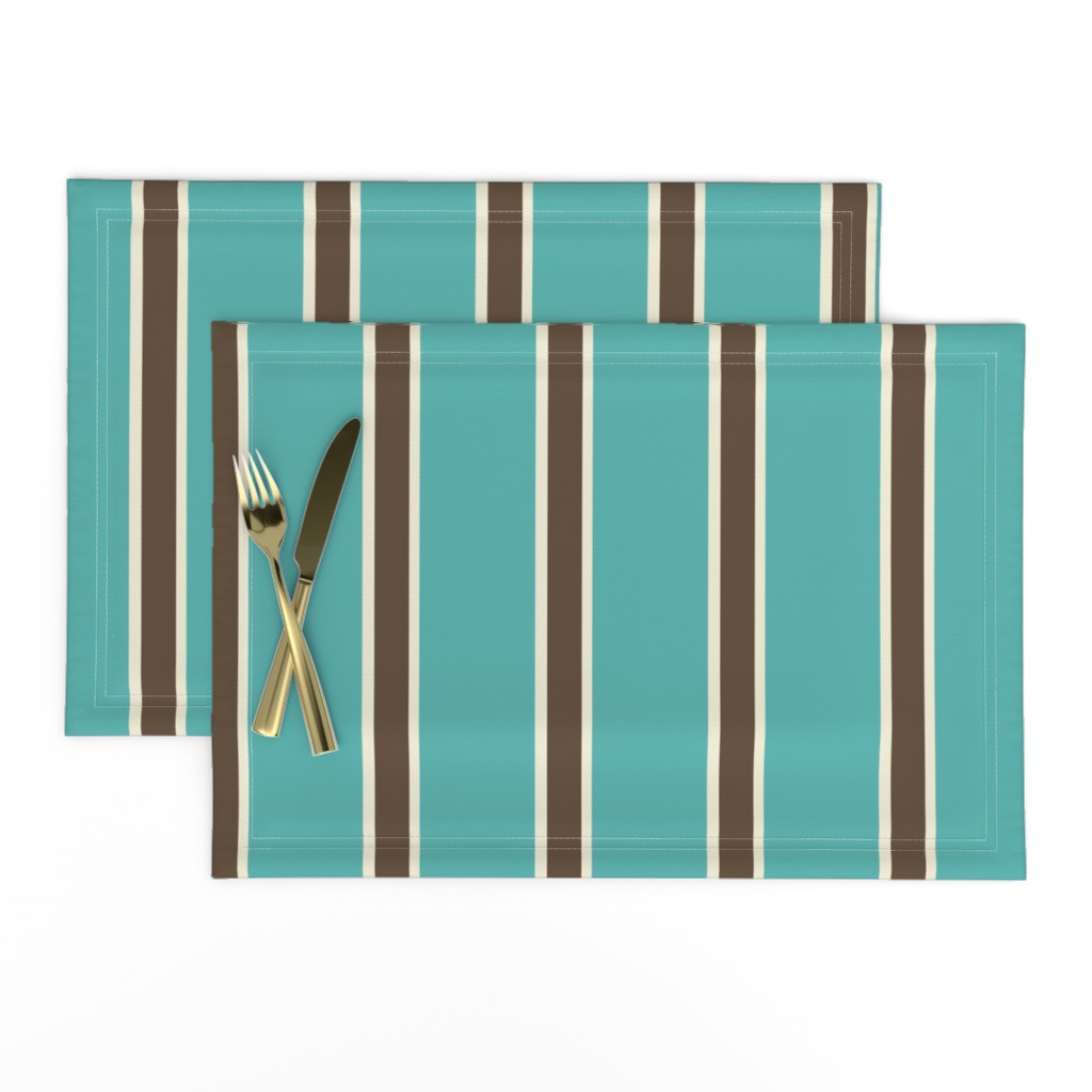 Teal Blue, Chocolate Brown, and Cream Vertical Stripes