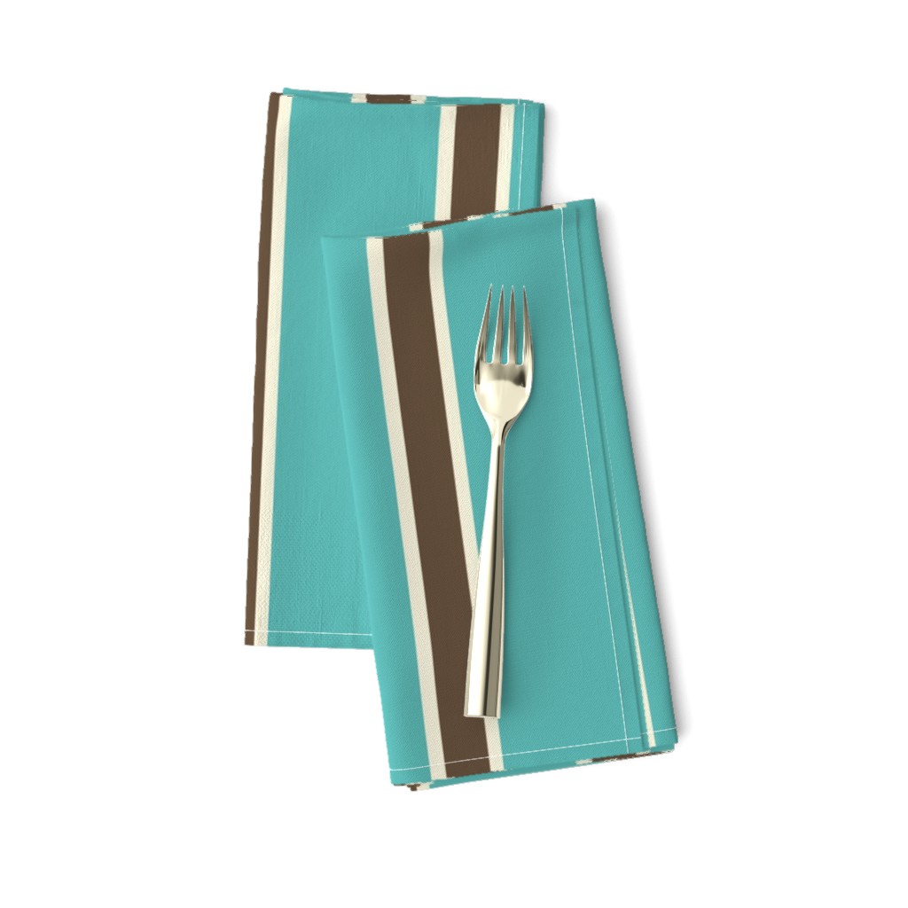 Teal Blue, Chocolate Brown, and Cream Vertical Stripes