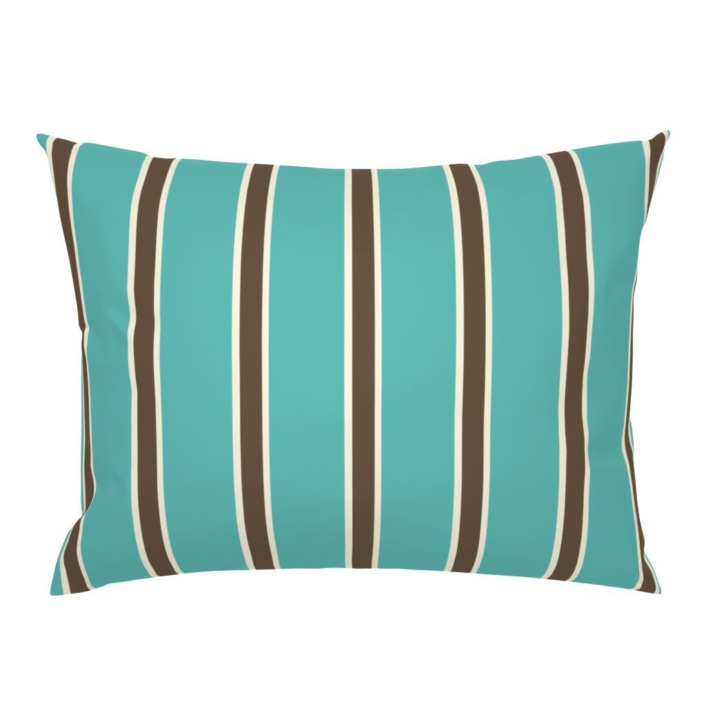 Teal Blue, Chocolate Brown, and Cream Vertical Stripes