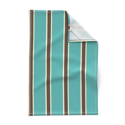 Teal Blue, Chocolate Brown, and Cream Vertical Stripes