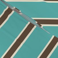 Teal Blue, Chocolate Brown, and Cream Vertical Stripes