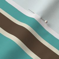 Teal Blue, Chocolate Brown, and Cream Vertical Stripes