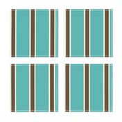 Teal Blue, Chocolate Brown, and Cream Vertical Stripes