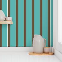 Teal Blue, Chocolate Brown, and Cream Vertical Stripes