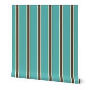 Teal Blue, Chocolate Brown, and Cream Vertical Stripes