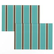 Teal Blue, Chocolate Brown, and Cream Vertical Stripes