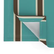 Teal Blue, Chocolate Brown, and Cream Vertical Stripes