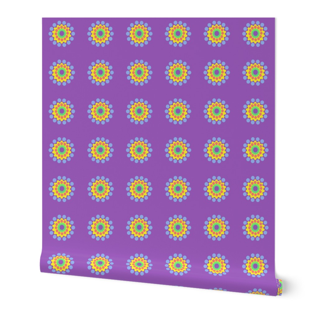 Pop Dot Flowers on Purple