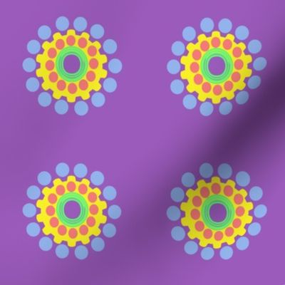 Pop Dot Flowers on Purple