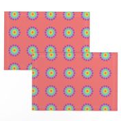 Pop Dot Flowers on Coral Pink