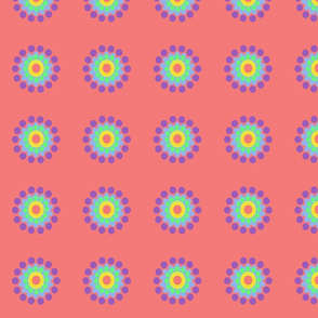 Pop Dot Flowers on Coral Pink