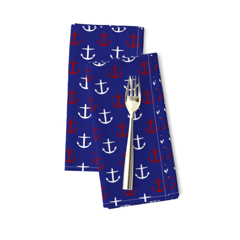 Small Red and White Anchors on Blue