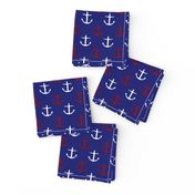 Small Red and White Anchors on Blue