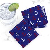 Small Red and White Anchors on Blue