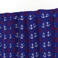 Small Red and White Anchors on Blue