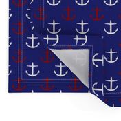 Small Red and White Anchors on Blue