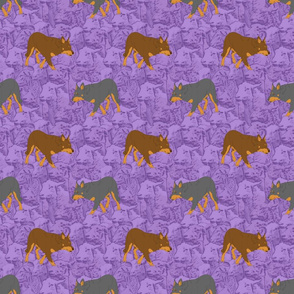 Herding Kelpies and sheep - purple