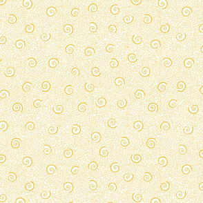 ammonites and crackle texture - saffron on white