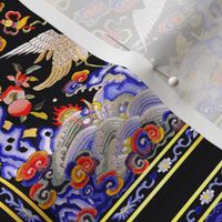 royal white novelty thrones embroidery asian japanese china chinese oriental cheongsam peaches fish storks cranes birds sea ocean imperial chinoiserie kings queens museum traditional rank regal korean kabuki geisha yuan ming qing dynasty tapestry vintage 