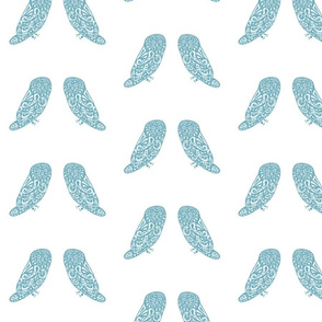 Owls - Soft Teal/White