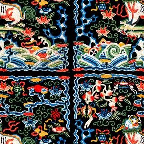 royal novelty thrones embroidery asian japanese china chinese oriental cheongsam kimono kirin lions unicorns birds sea ocean imperial chinoiserie kings queens museum traditional rank regal korean kabuki geisha yuan ming qing dynasty tapestry vintage emper