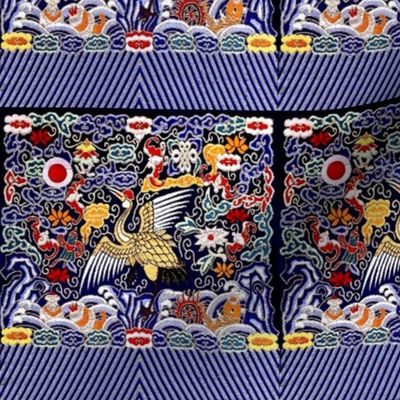 royal golden novelty thrones embroidery asian japanese china chinese oriental cheongsam kimono storks cranes birds sea ocean imperial chinoiserie kings queens museum traditional rank regal korean kabuki geisha yuan ming qing dynasty tapestry vintage emper