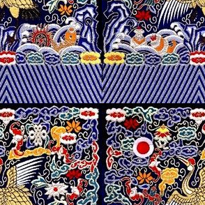 royal golden novelty thrones embroidery asian japanese china chinese oriental cheongsam kimono storks cranes birds sea ocean imperial chinoiserie kings queens museum traditional rank regal korean kabuki geisha yuan ming qing dynasty tapestry vintage emper