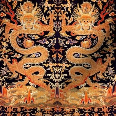 sun royal orange novelty thrones embroidery asian japanese china chinese oriental cheongsam kimono dragon fire sea ocean imperial chinoiserie kings queens museum traditional rank regal korean kabuki geisha yuan ming qing dynasty tapestry vintage emperor e