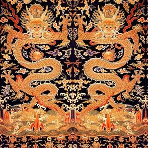 sun royal orange novelty thrones embroidery asian japanese china chinese oriental cheongsam kimono dragon fire sea ocean imperial chinoiserie kings queens museum traditional rank regal korean kabuki geisha yuan ming qing dynasty tapestry vintage emperor e