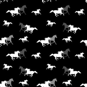 Running Horses On Black
