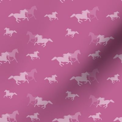 Running Horses On Pink