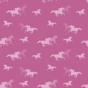 Running Horses On Pink