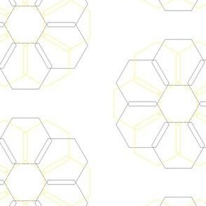 hexagon flower- yellow/grey