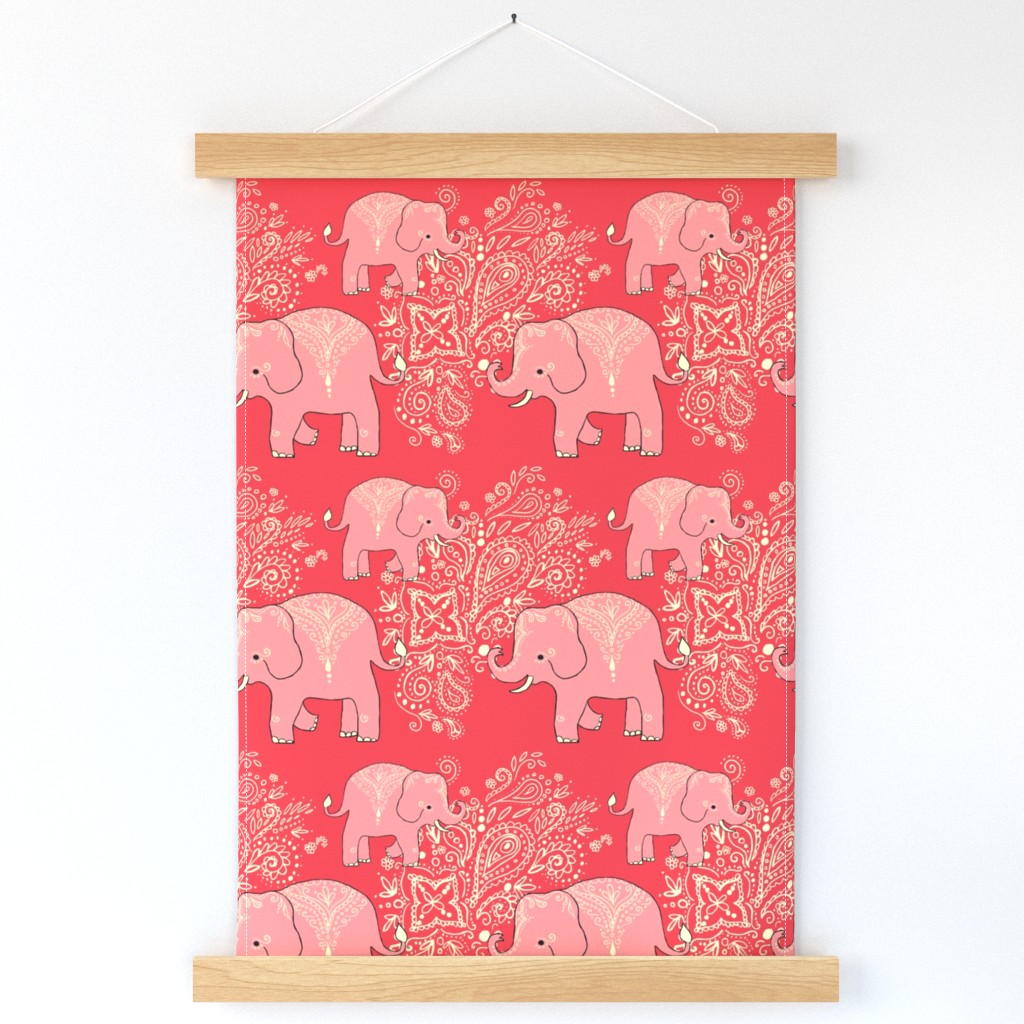 Exotic elephants coral and peach