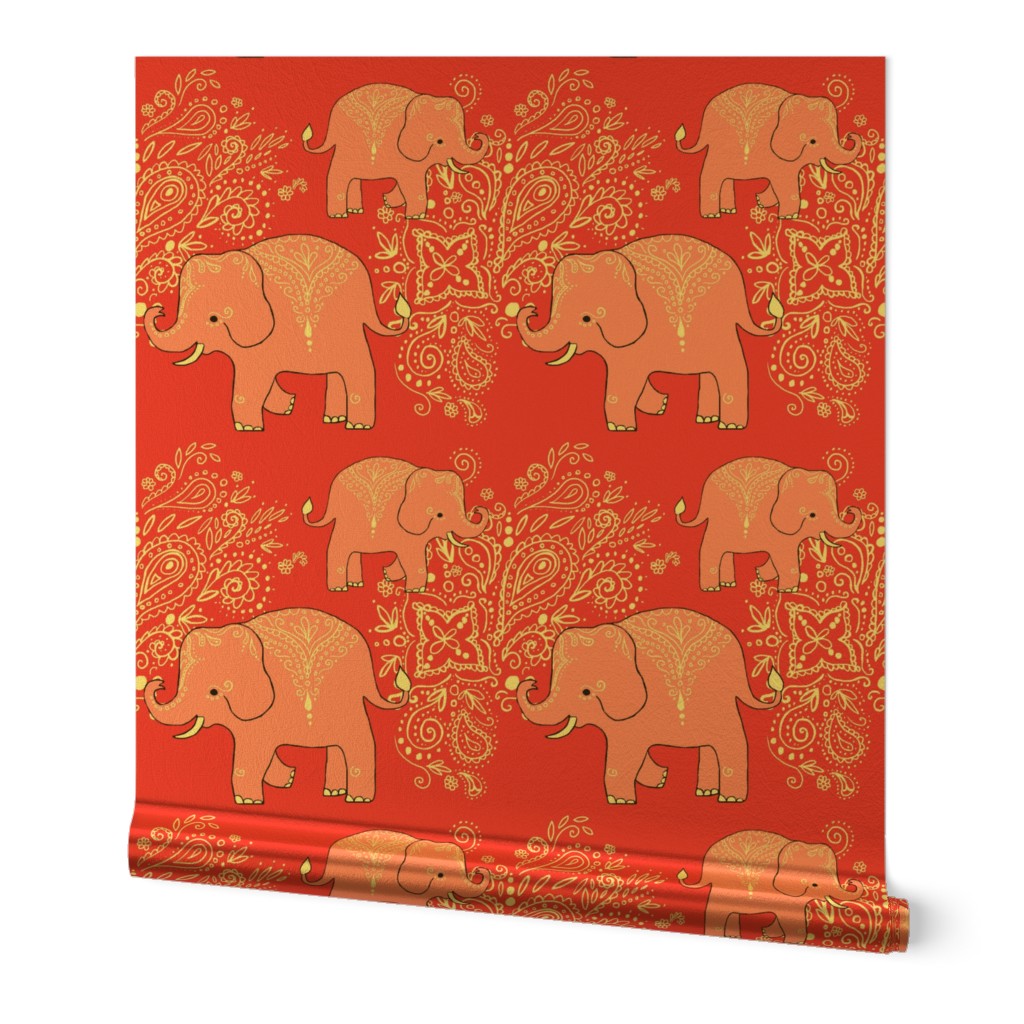 Exotic elephants coral and peach